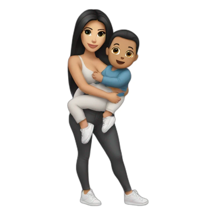 kim kardashian holding a child in a shoe sticker
