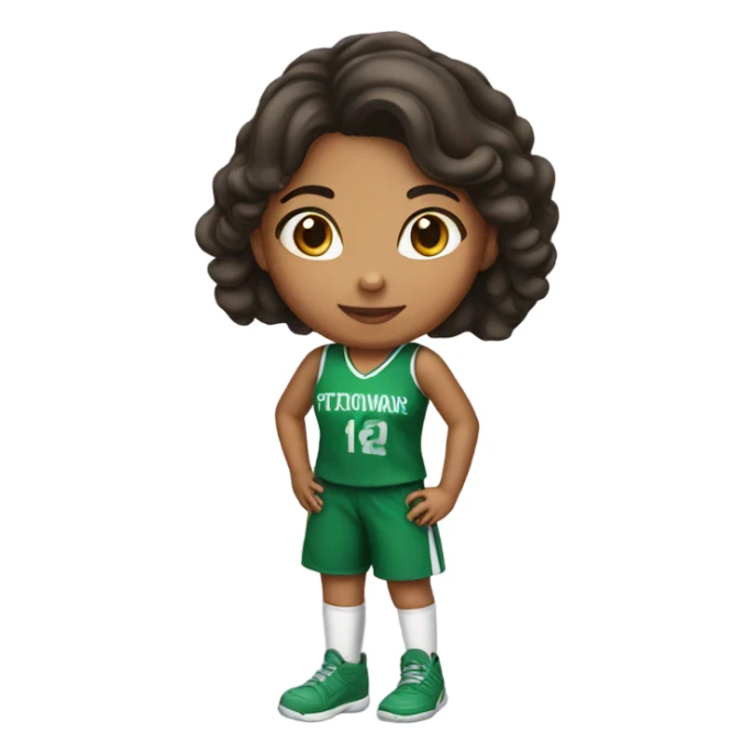 Hispanic girl playing basketball green uniform sticker