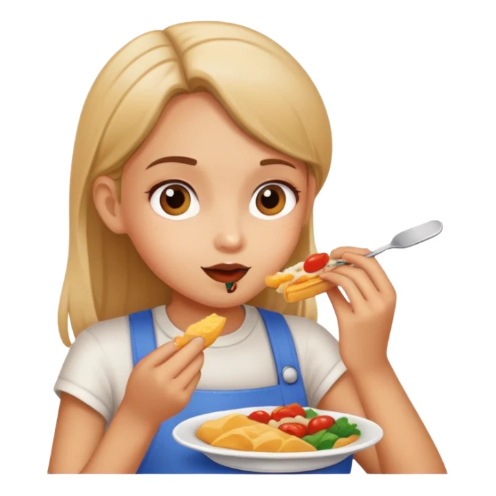 Girl eating food sticker