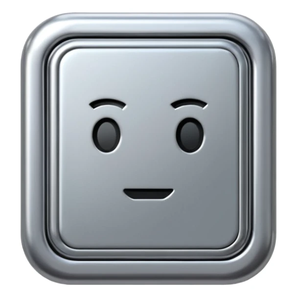 A futuristic microchip emoji made of polished silver chrome, minimal circuit details, smooth metallic surface, soft lighting, iOS emoji style, centered, clean white background sticker