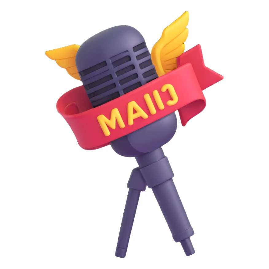 microphone icon representing an application achievement with celebratory badge or trophy elements sticker