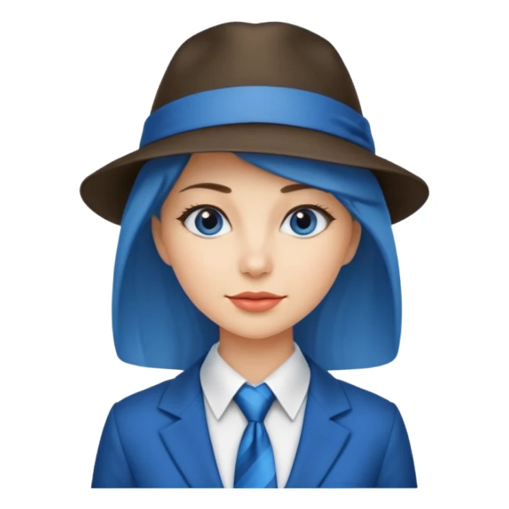 Blue neck tie with hat women sticker