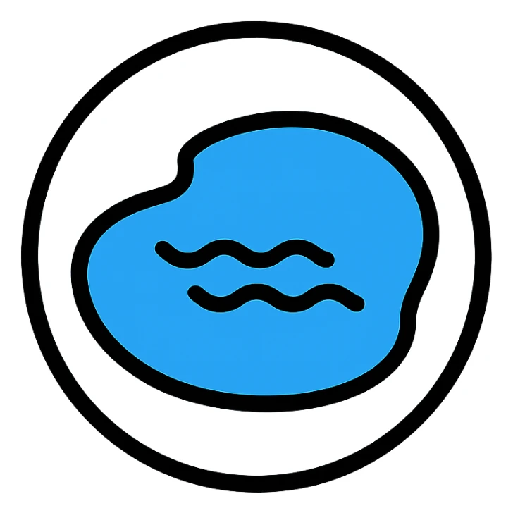 icon for lake element, circular, color outline, medium black border, no frame, white background, simple and clear, Little Alchemy style sticker