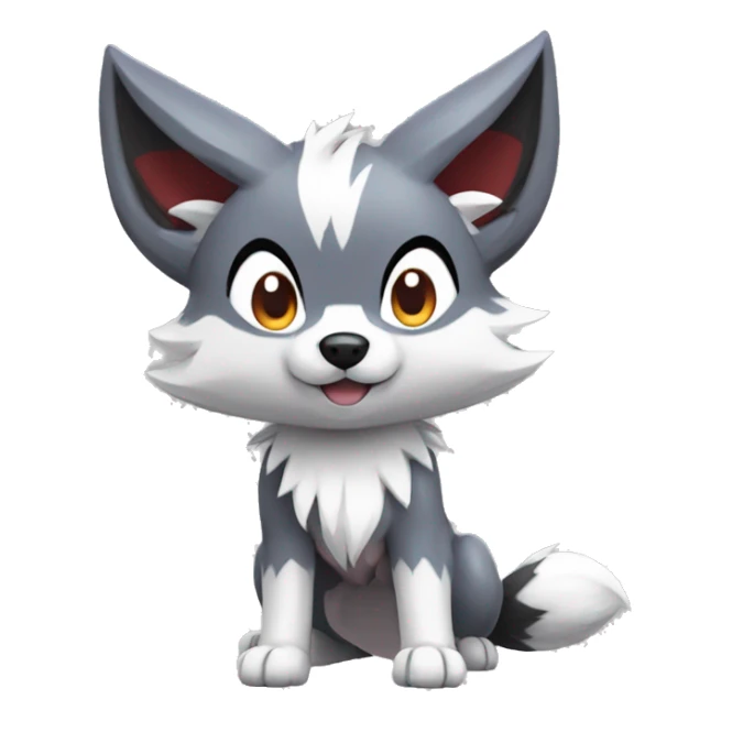 Kawaii Chibi Poochyena-Lycanroc-Pokémon Full Body sticker