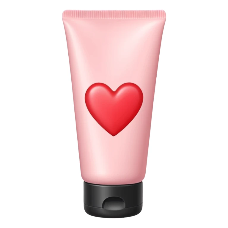 A pastel pink cream lotion tube with a red heart label on it sticker