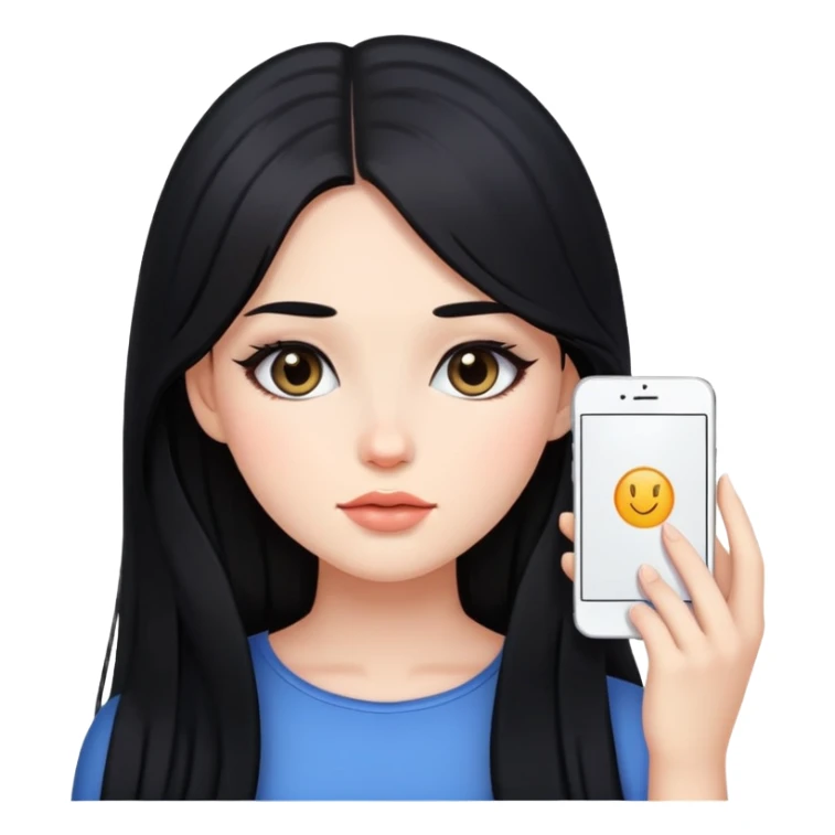 black long hair girl with soft makeup sticker