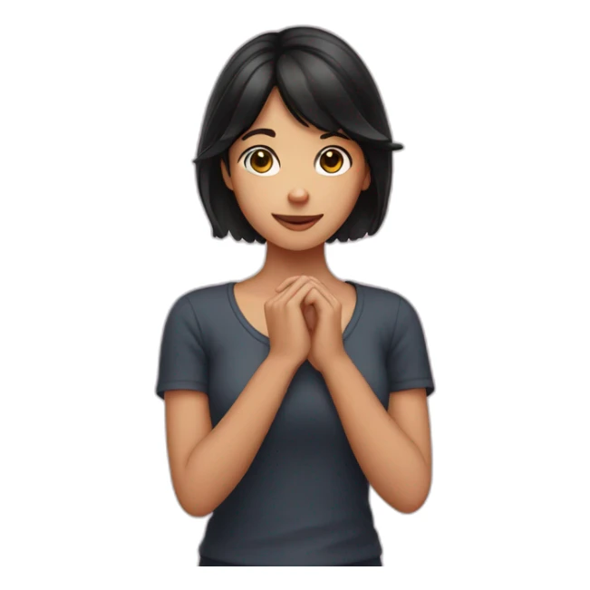 Girl with dark hair shaping heart with her hands sticker