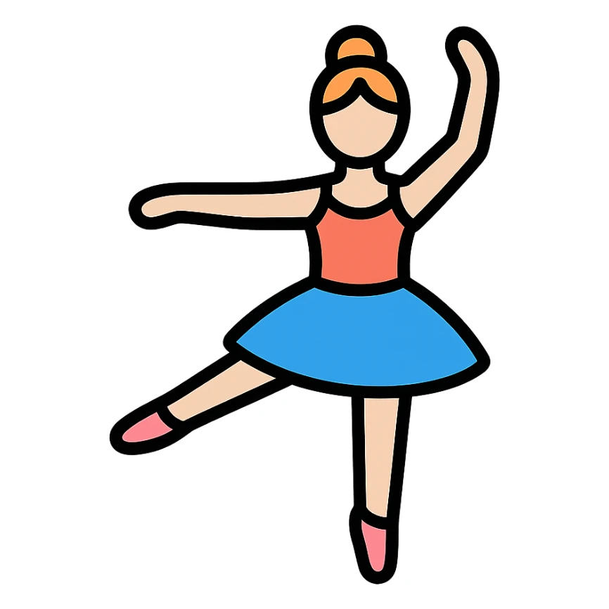 ballet dancer, lineal color icon with black outlines sticker
