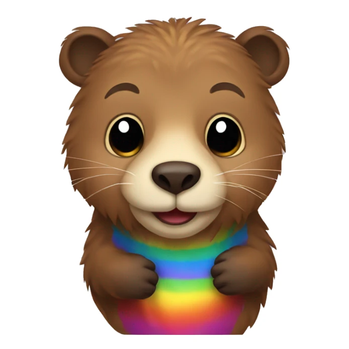 normal emoji style google beaver with rainbow colors fur sticker