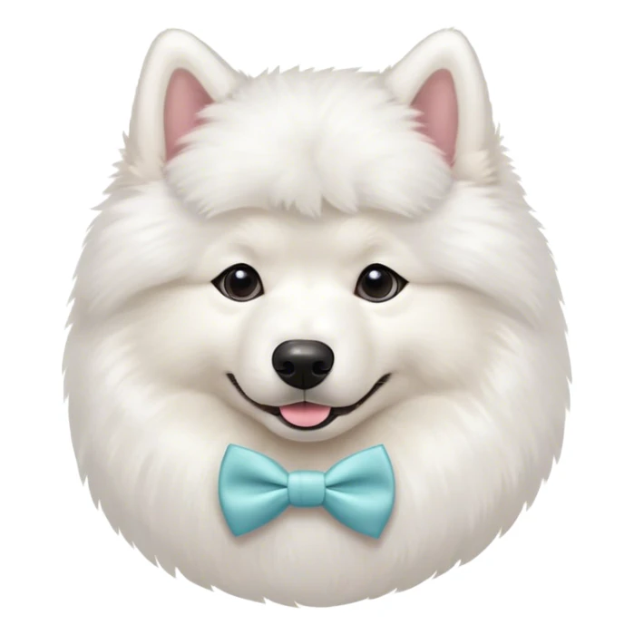 
Samoyed with a pastel bowtie on his neck sticker