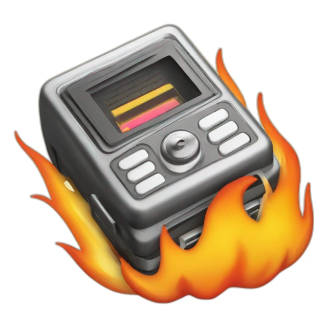 retro style beeper pager inside of a flame sticker