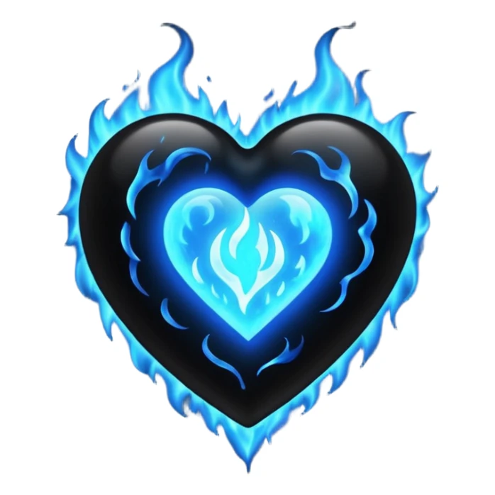 Black heart with blue fire film sticker