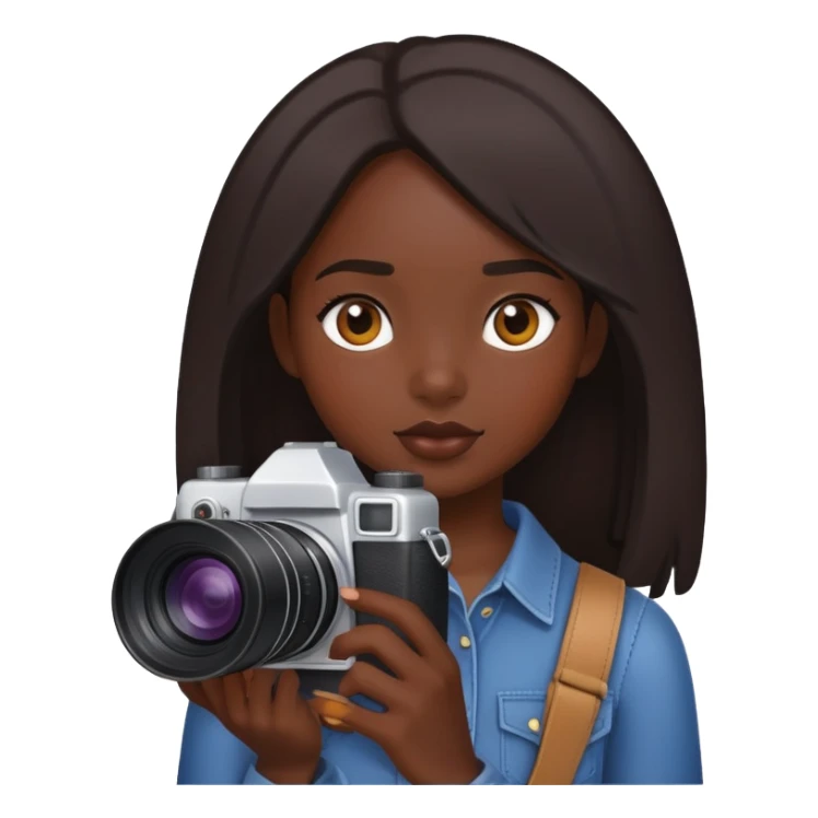 Dark skin girl with camera sticker