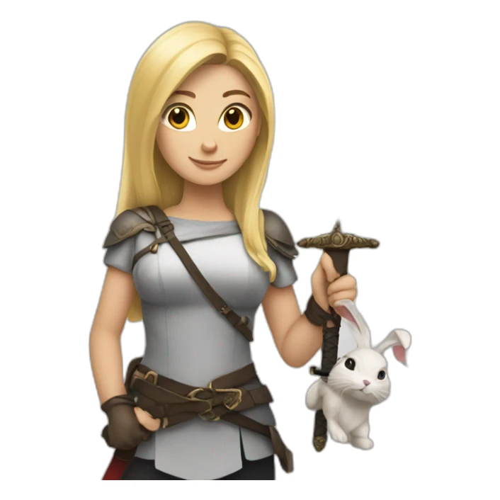 Woman blonde with sword and rabbit sticker