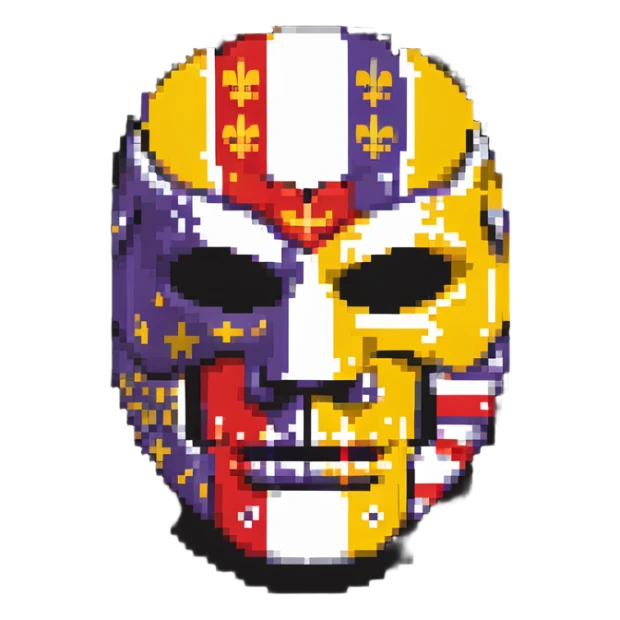 Louisiana themed luchador mask with state flag colors sticker