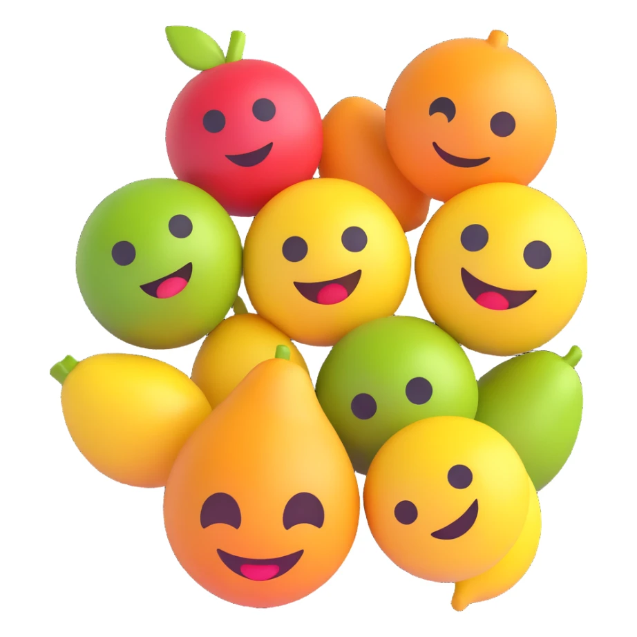 sour fruits, microsoft style 3d fluent emojis sticker