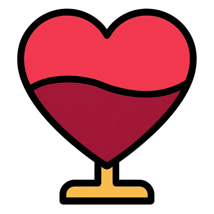 red wine heart icon with color outline sticker