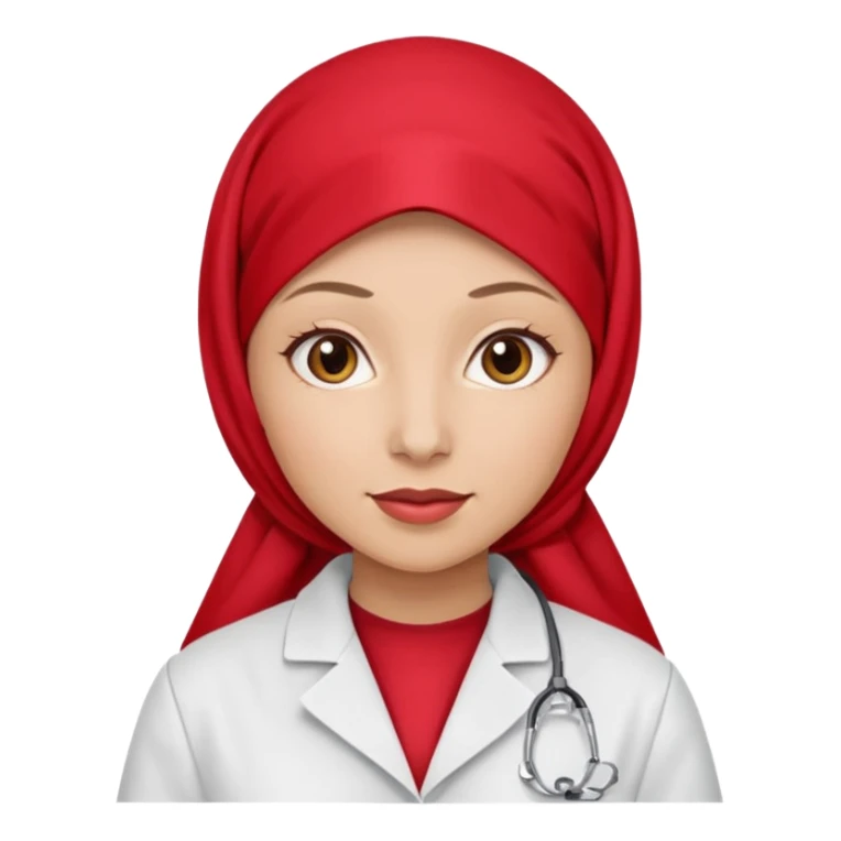 women with red hijab use laboratory jas sticker