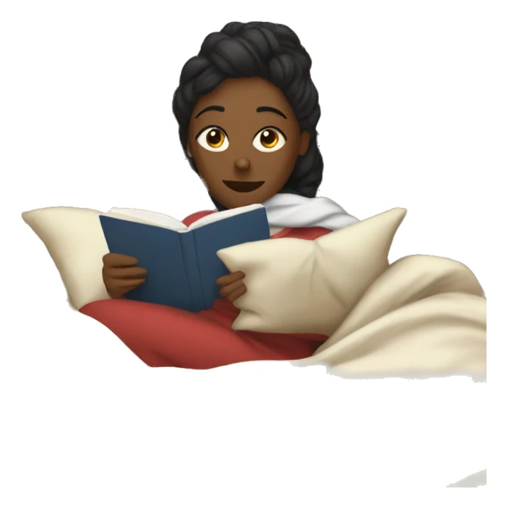 Lady laying on couch under a blanket reading a book sticker