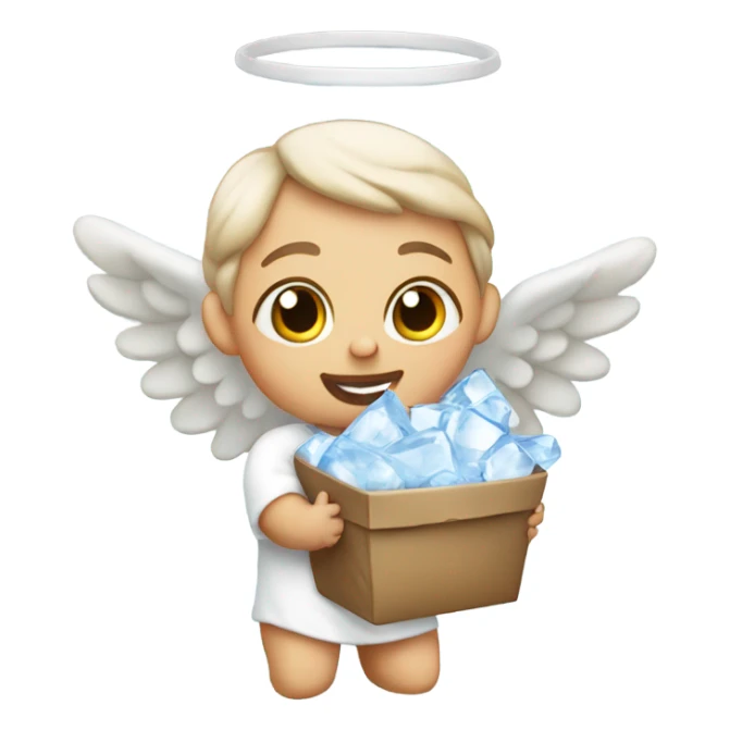 Angel baby holding a bag of ice sticker