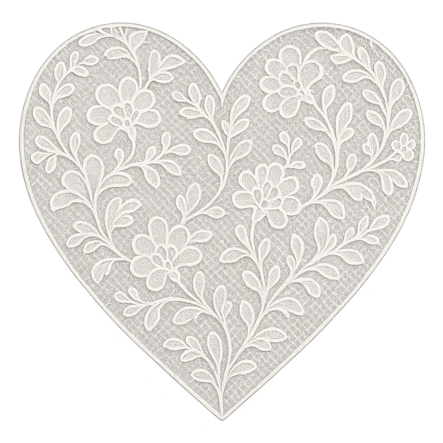 digital illustration of a heart with a delicate lace overlay, no background sticker