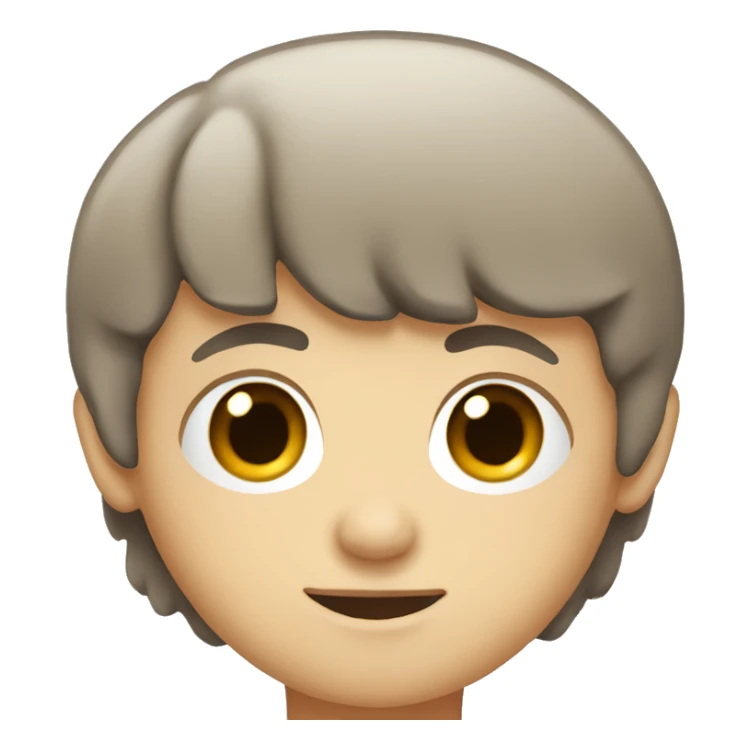 White boy with short dark brown hair, with bangs, brown eyes sticker