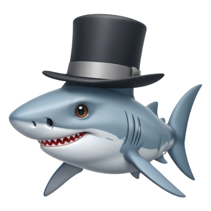 Shark with a top hat sticker
