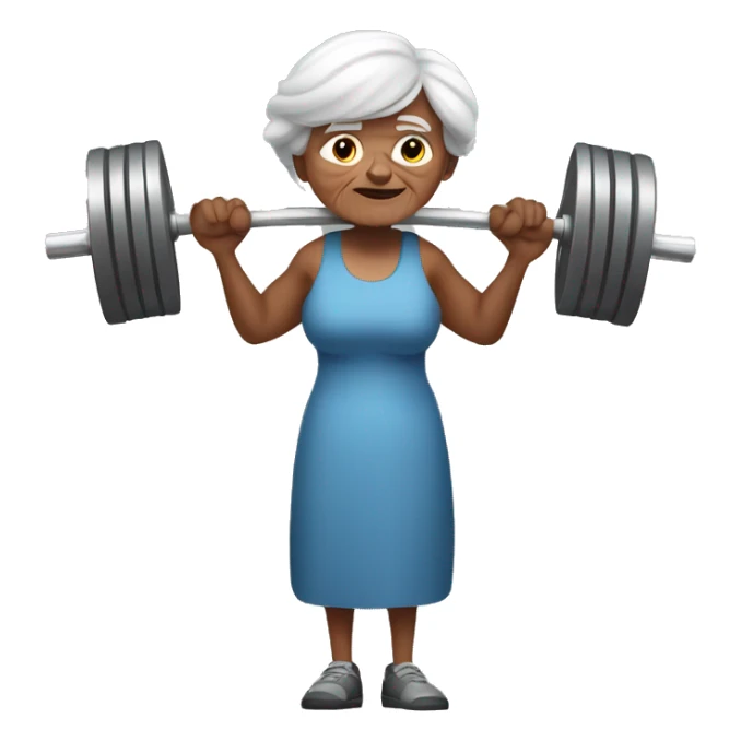 old woman lifting heavy weights with one arm sticker