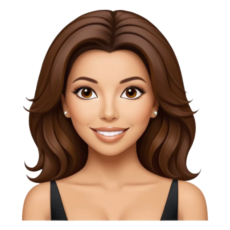 Eva Longoria inspired emoji, glamorous makeup, confident smile, L'Oréal style, elegant hair, beauty icon sticker