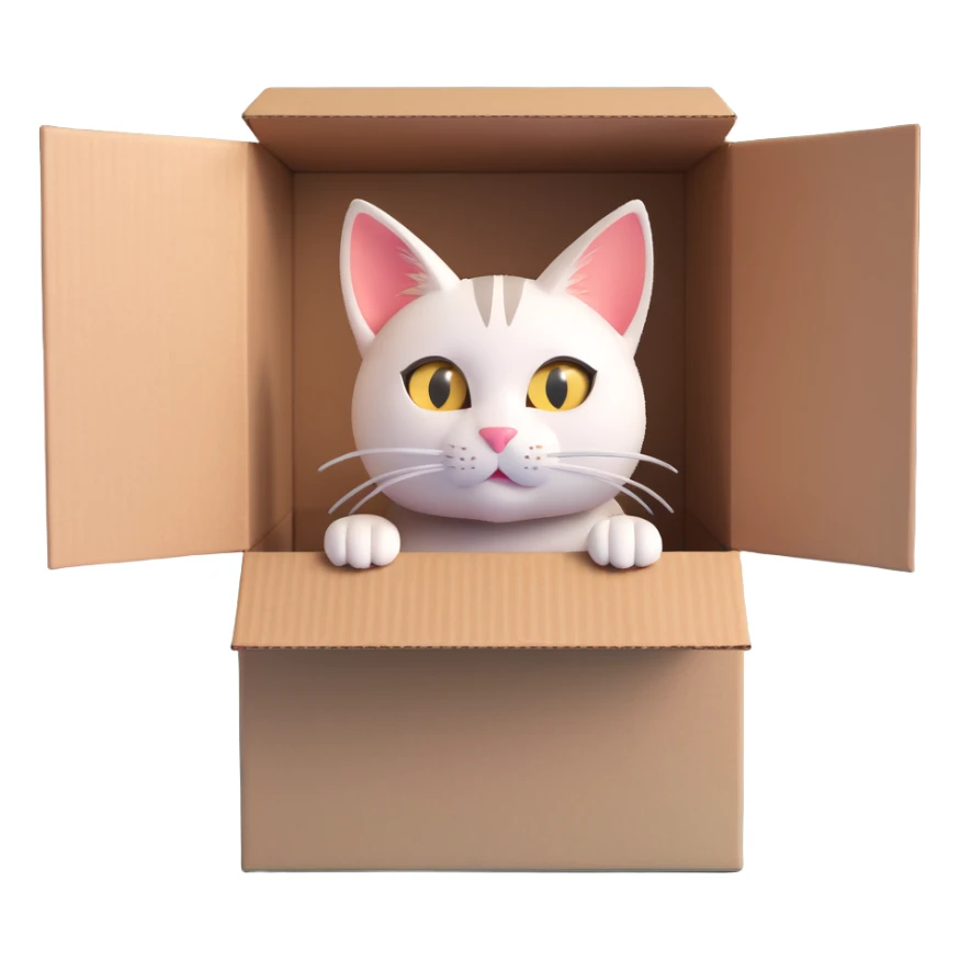 cat hiding inside a cardboard box just ears and eyes showing sticker