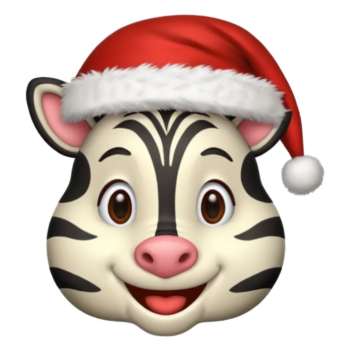 zebra wearing red hat of santa claus sticker