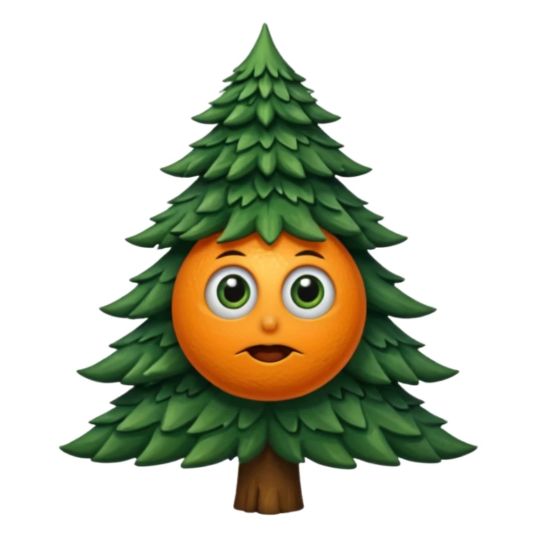 sapin avec deux gros yeux orange, pas de bouche sticker