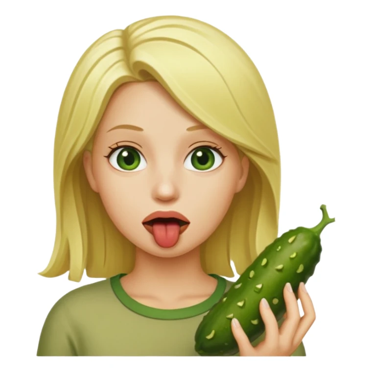 Blonde with a pickle in her mouth sticker