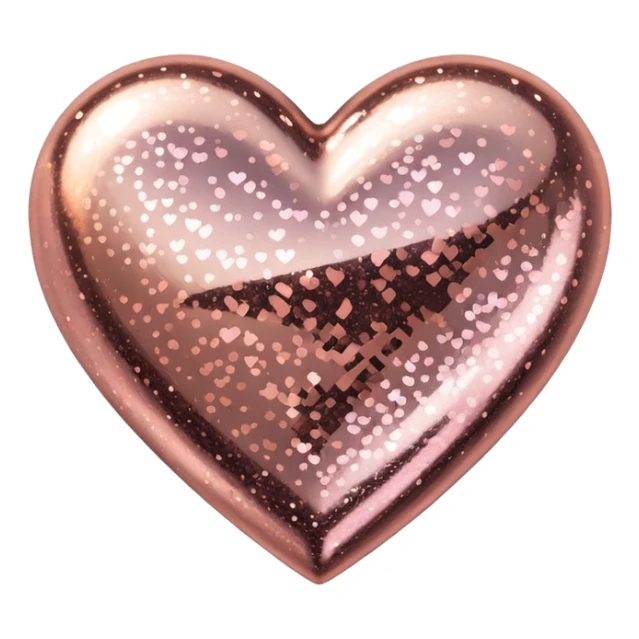 glitter heart with metallic rose gold sparkles sticker