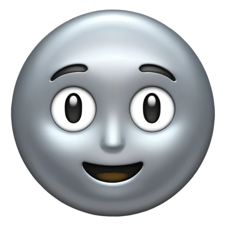 Silver chrome sparkle emoji, iOS emoji style, minimal shape, glossy metallic shine, clean background, smooth lighting sticker