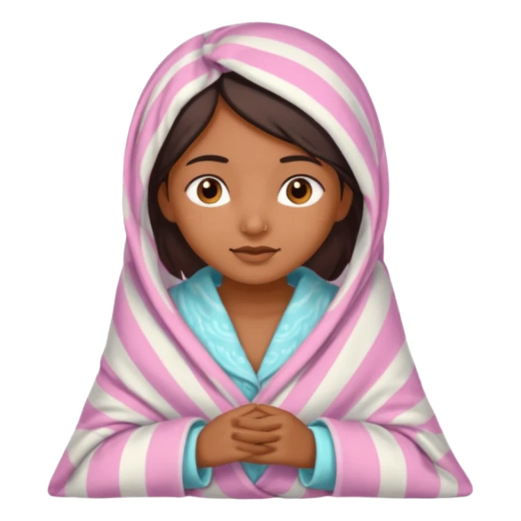 a pretty bratz fair indian girl covered in blanket, wearing pajamas sticker