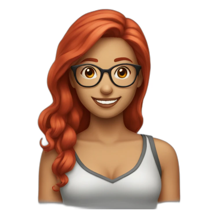 nina red hair smille glasses sticker