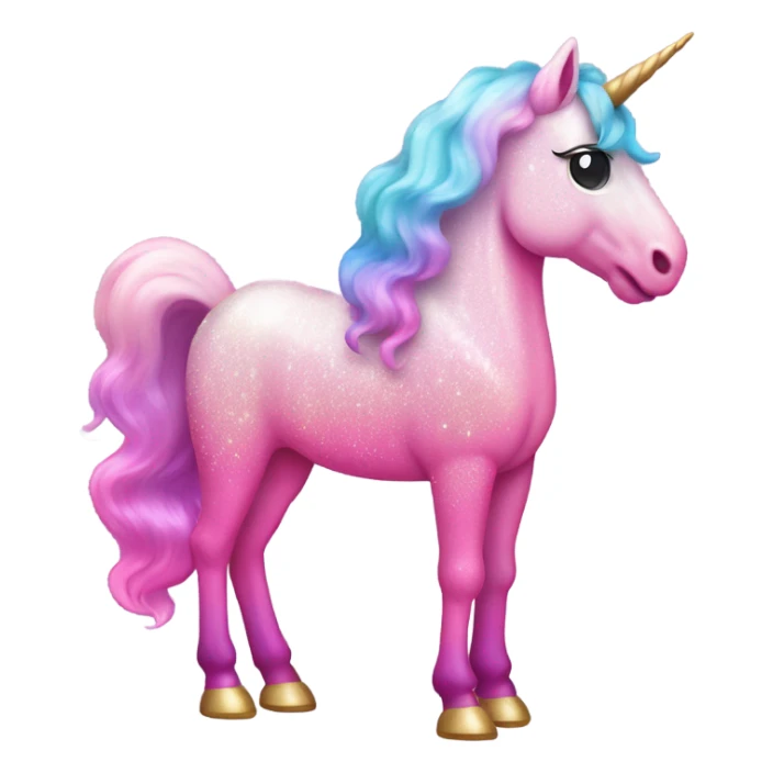 Pink rainbow ombre full body majestic unicorn with glitter  sticker