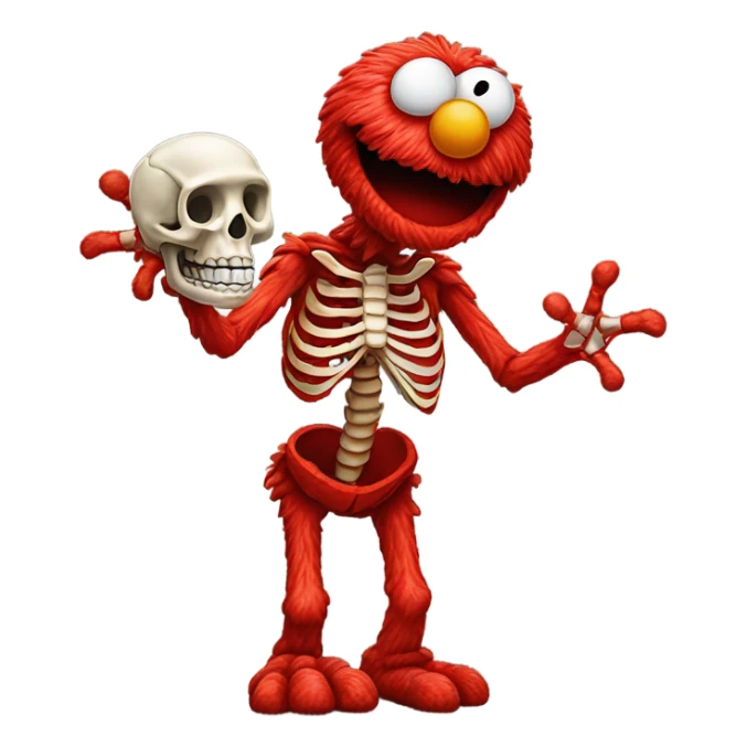 Photorealistic Elmo with a skeleton sticker
