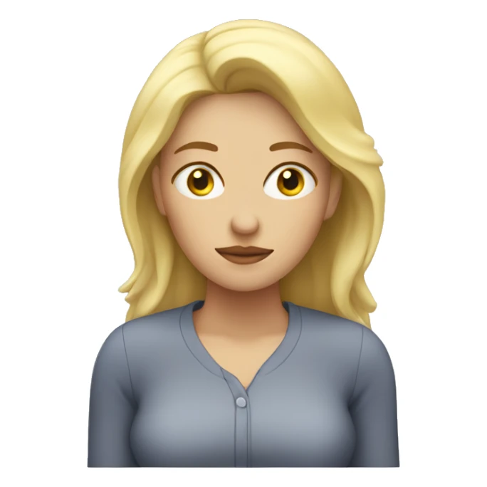 tired blonde woman with falls down away sticker