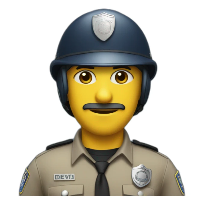 A police officer wearing a custodian helmet sticker