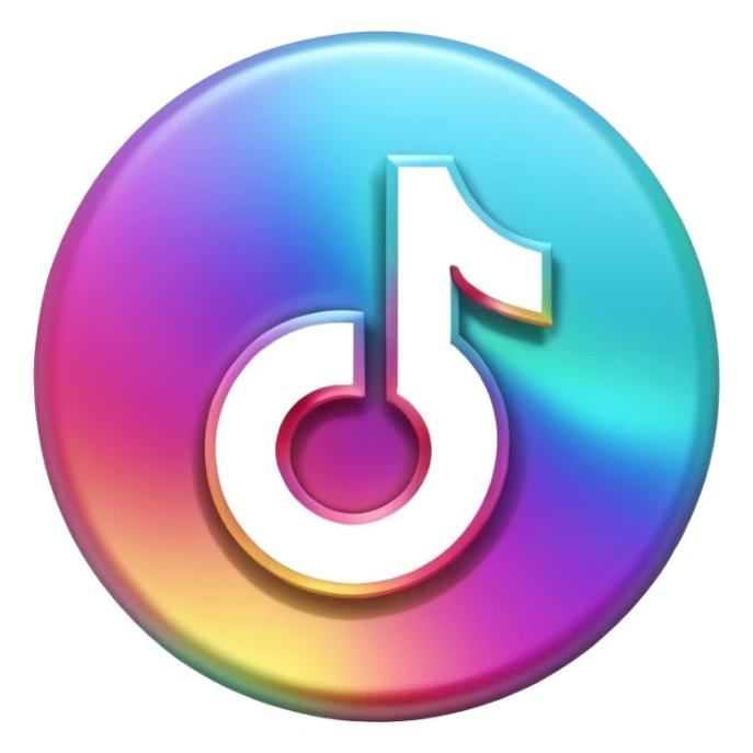 Realistic, iridescent color, 3D, Tiktok logo sticker