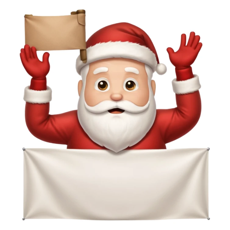 drunk santa holding up a huge blank banner 4 times his size above his head sticker