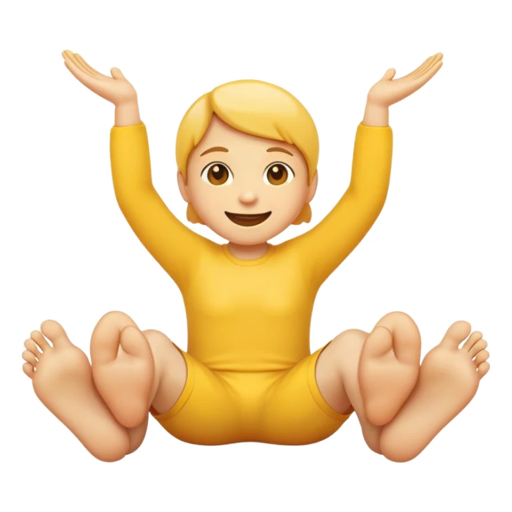 😊 with its hands below its cheeks and legs showing its feets behind the head. Position looks like the emoji is laying on the floor sticker