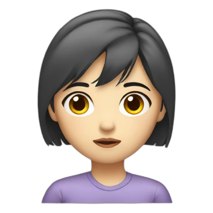 Asian Girl with short hair sad sticker