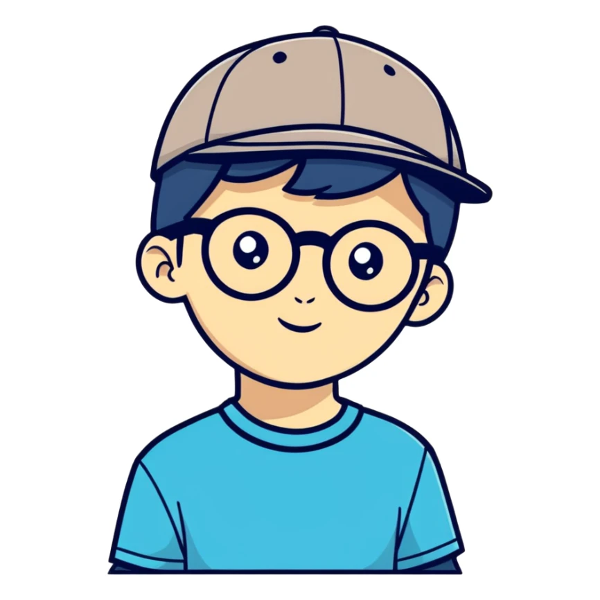 Un chico con gorra y lentes finos  sticker