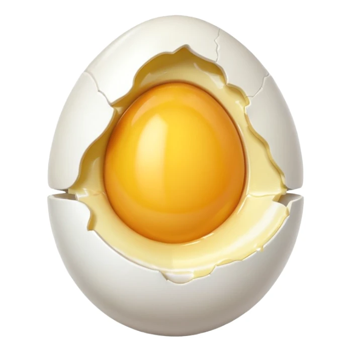 egg object icon, cracked egg with yolk, 3D cartoon, mobile game icon style, clean background, no text, no watermark
 sticker