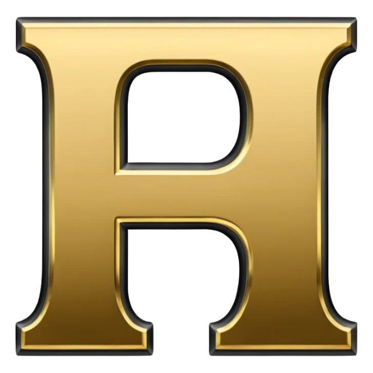 letter H in black and gold sticker