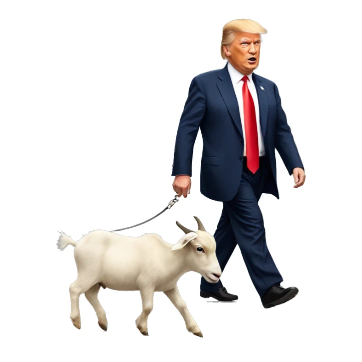 Trump walking a goat on leash  sticker