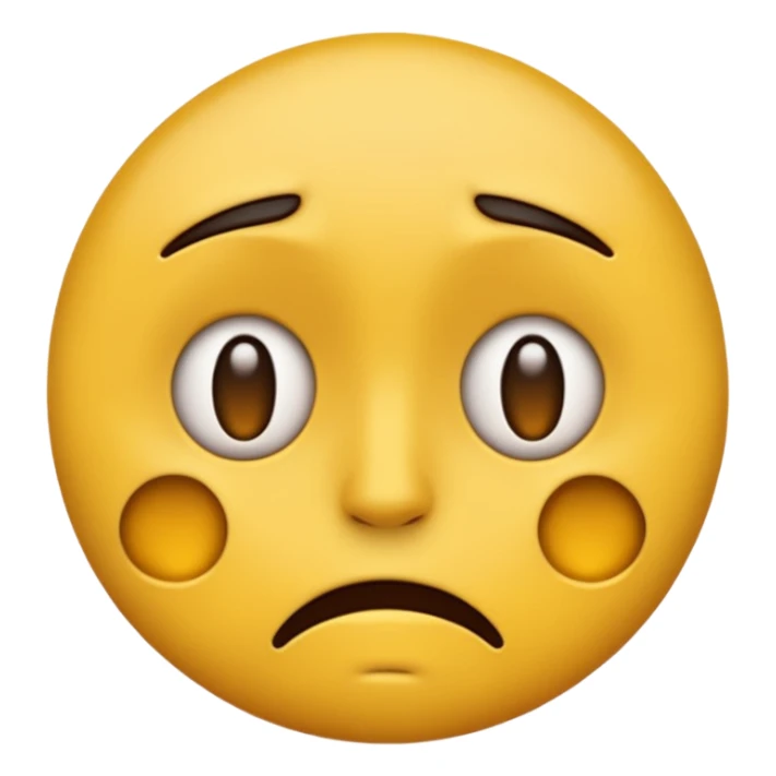 darkened yellow emoji face showing despair, iOS emoji style sticker